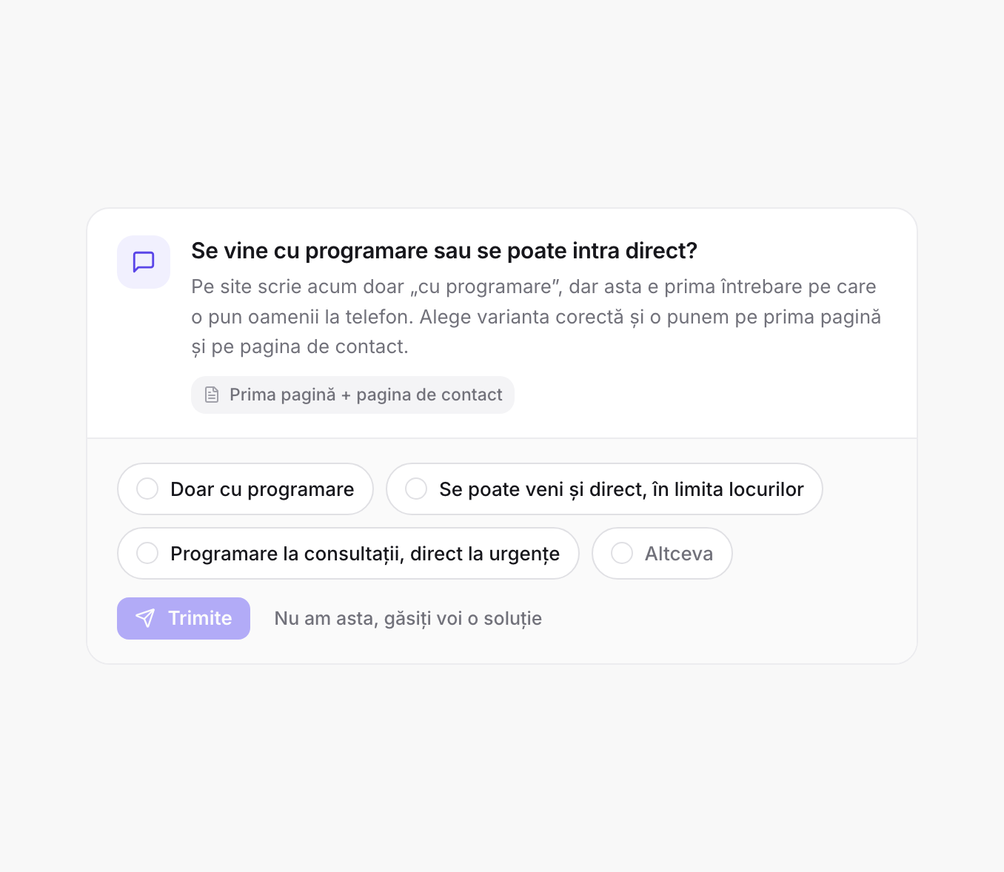Întrebare din portalul Patro: se vine cu programare sau se poate intra direct, cu variantele deja scrise, gata de ales